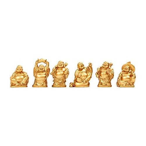 Estatuillas Doradas De Buda Riendo De   Feng Shui De 2 ...