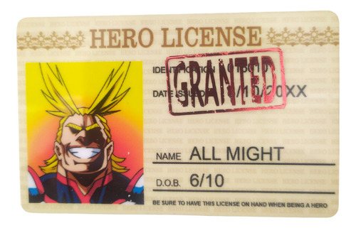 Credencial My Hero Academia I All Might