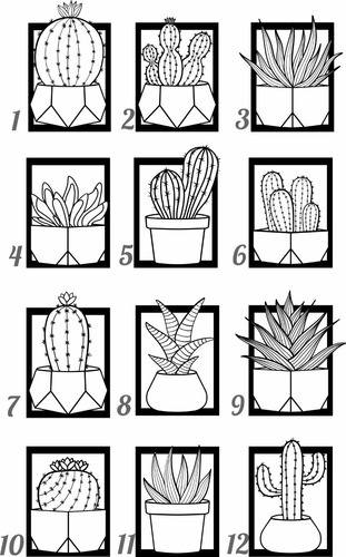 Cuadros Calados De Cactus Trípticos Calidad Superior