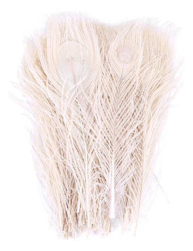 50 Unidades De Plumas De Pavo Real Blancas Naturales En El O