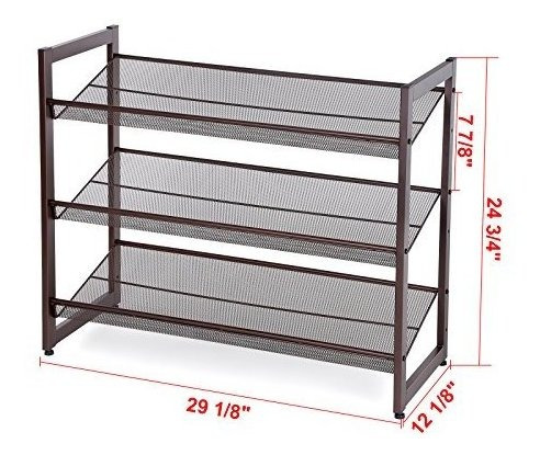 Songmics - Estante De Zapato Metálico Apilable De 3 Niveles,
