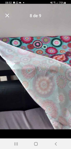 Tela Gabardina Para Tapiceria, En Fondo Turquesa. Ancho 1.60 Turquesa Mandalas