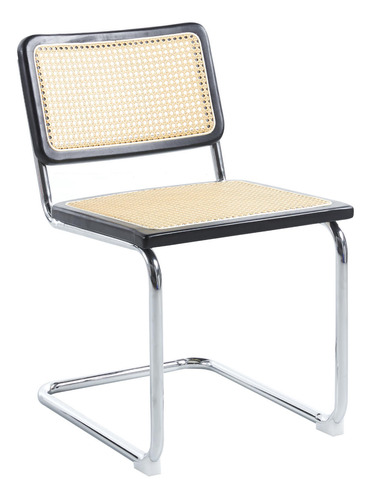 Silla Breuer Madera Y Rattan - Negra