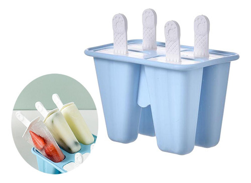 Moldes De Silicona Para Helado, Barra De Jugo, 4 Celdas Azul