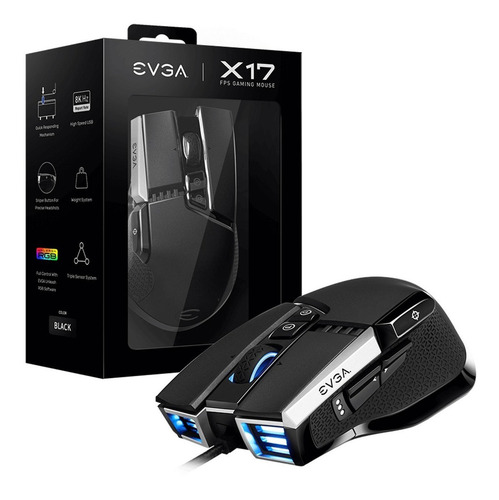 Mouse gamer de juego Evga X17 black
