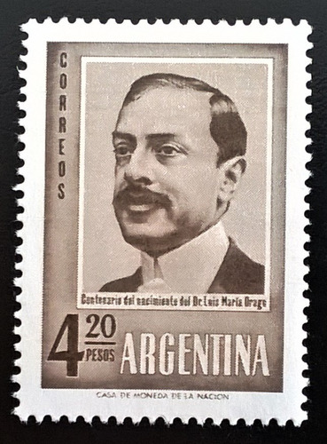 Argentina, Sello Gj 1181 Luis María Drago 1960 Mint L13744