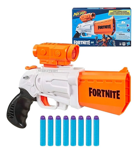 Fortnite Sr Nerf + 8 Dardos Elite Hasbro Original Scarlet