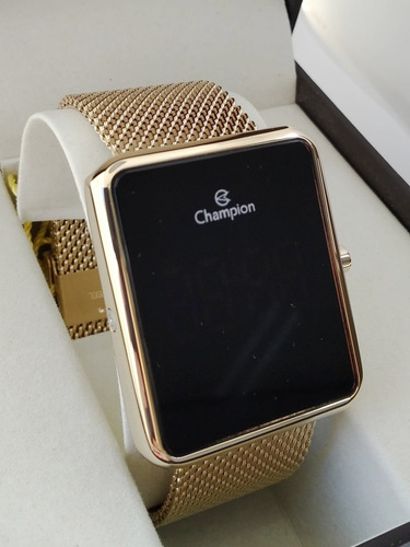 Relogio Champion Dourado Digital Led Vermelho + Nf