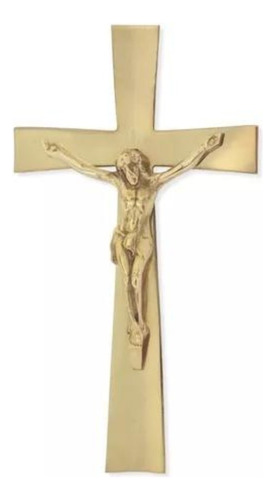 Crucifixo Ponta Larga 15 Cm Metal Dourado Para Túmulo