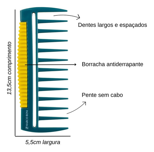 Pente Dentes Largos Desembaraçantes Sem Cabo Marco Boni