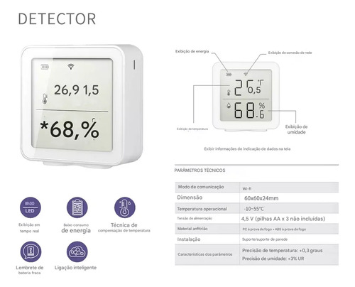 Sensor Temperatura/umidade Lcd Tuya