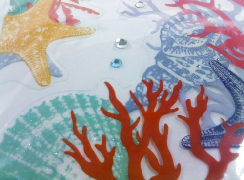 Imagem 2 de 6 de Kit Skin Adesivo Tablet Notebook Fundo Mar Glitter E Strass