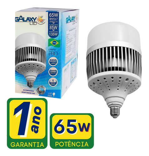 Lâmpada Ultra Led 65w Alta Potência Fria Bivolt Bulbo