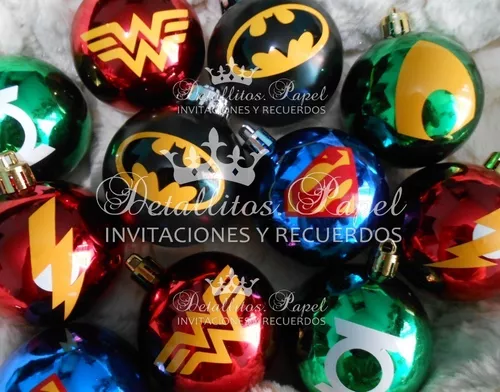 24 Esferas Navideñas Dc Comics Batman, Superman, Flash Etc