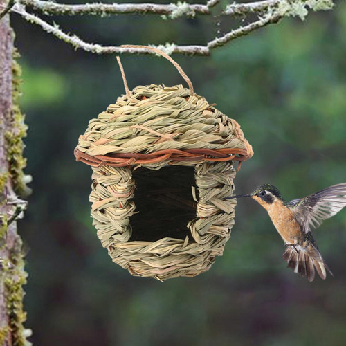 Casa Para Pájaros De Hierba Para Colgar, Casa Para