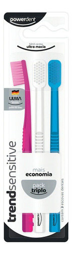 Cepillo de dientes PowerDent trend sensitive Escova Dental para uso diário com 6240 Cerdas Ultra Macias ultra suave x 3 unidades