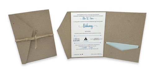 50 Sobres Kraft Folder Invitaciones Cart. 205 G 11x15 Cm