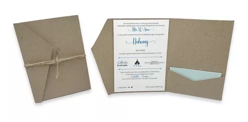 25 Invitaciones Con Sobres Kraft-folder-boda, Xvaños,etc.