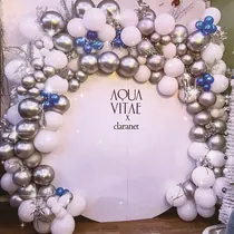 Comprar Arco Organico Globo Blanco Plata Cumple Fiesta Deco Cotillon