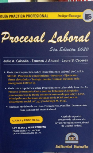 Libro Guia Practica Profesional Procesal Laboral Grisolia