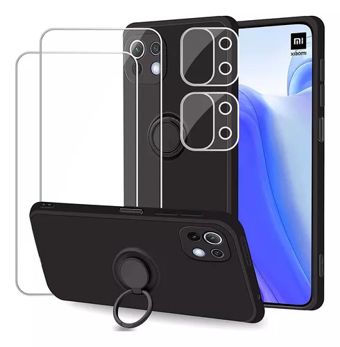 Yerebel Funda para Xiaomi Mi 11 Lite 5G/11 Lite 5G NE/Mi 11 Youth Case con  protector de pantalla de vidrio templado, anillo de metal [soporte