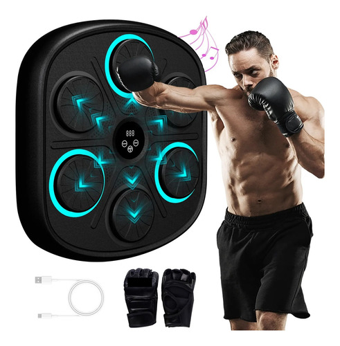 Maquina De Boxeo Musical Inteligente Con Bluetooth Y Guantes