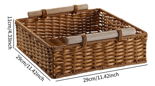 Cesta Tejida A Mano Contenedor De Almacenamiento 29x29x11 Cm