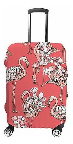 Maleta - Kuizee Luggage Cover Exotic Pink Flamingos Travel L