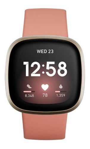 Imagen 1 de 4 de Smartwatch Fitbit Versa 3 1.58" caja de aluminio anodizado soft gold aluminum malla pink clay de elastómero y aluminio anodizado FB511