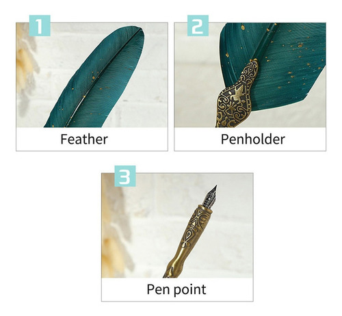 Asd Juego De Plumas Y Tinta Vintage Pluma Brillante