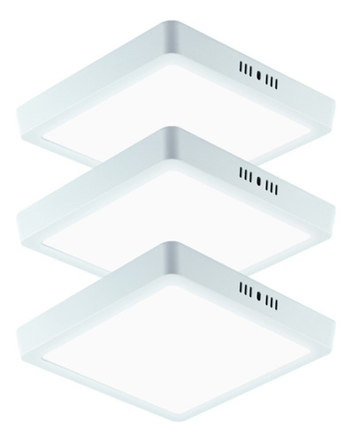 3x Painel Plafon Led Sobrepor Quadrado 12w Branco Frio 6500k