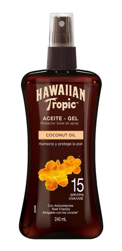 Imagen 1 de 3 de Protector Solar Hawaiian Tropic Oil Coconut 15 Spf 240ml
