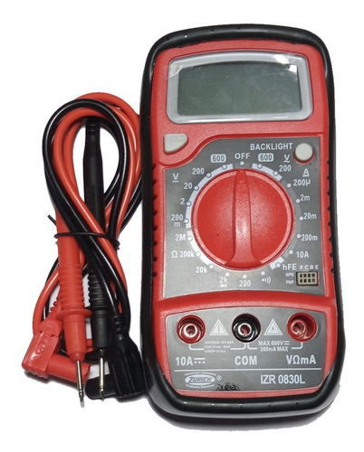 Imagen 2 de 5 de Tester Multimetro Digital Zurich Izr0830l Buzzer Holder