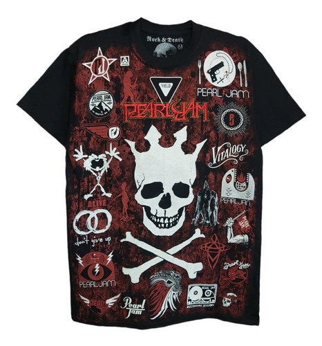 Playera Rock & Death Pearl Jam Full Collage 