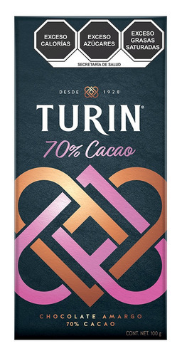 Barra De Chocolate Amargo 70% Caca Turin 100gr