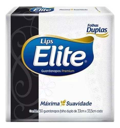 Guardanapo de Papel Folha Dupla Elite Lips Premium 33cm x 33,5cm Pacote 50 Unidades