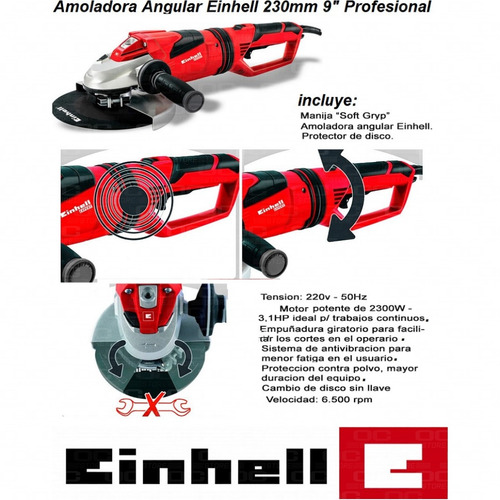 Amoladora Angular Einhell Te Ag 230 Dp 2300w 9'' 230mm