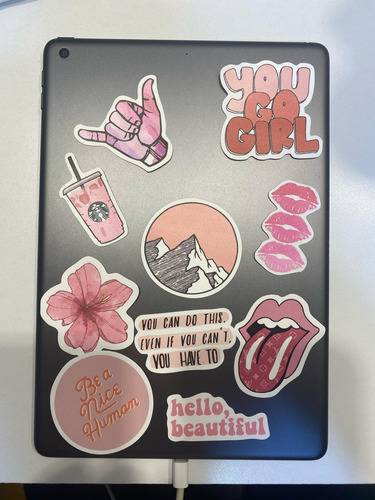 Stickers Calcos Mix Rosa X10 Vinilo Resistente Agua Termo