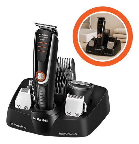 Aparador De Barba Sem Fio Preto Bg-16 Bivolt Preto