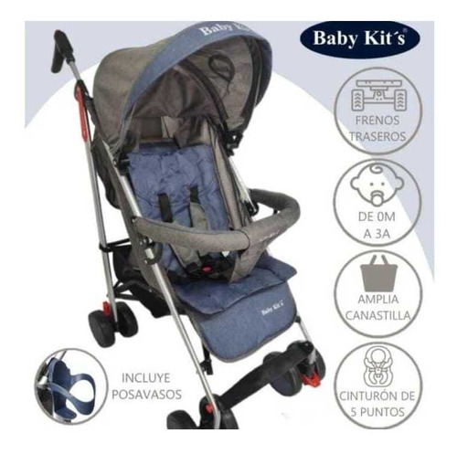 Coche Baston Babykits Fun Para Bebe Con Cobertor De Lluvia