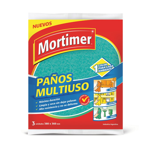Imagen 1 de 1 de Paño de limpieza Mortimer Multiuso Multicolor 3 u