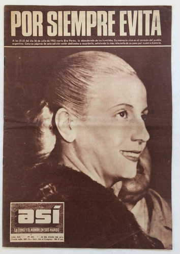 Revista Asi N° 565 Eva Peron Evita Julio De 1974