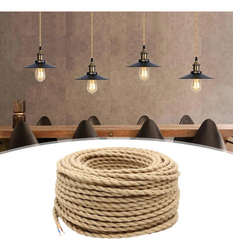 Cable Eléctrico Trenzado Cuerda De Cáñamo 5m Decoración