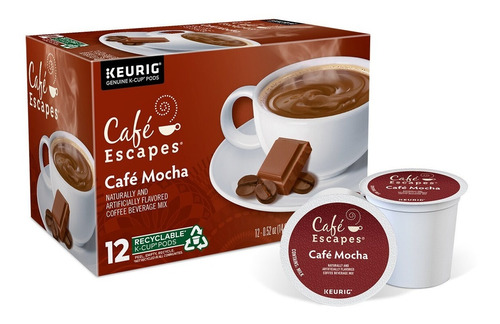 12 Cápsulas Keurig Café Escapes Café Mocha K-cup Coffeepods 