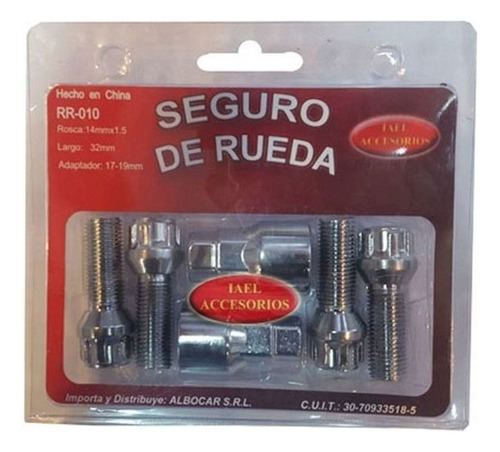 Bulon Seguridad Para Auto Albocar 4un C/ 2 Adap R10