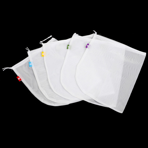 Bolsa De Malla Lavable, 5 Unidades, Bolsas Reutilizables Par