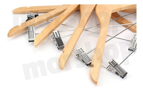 Perchas De Madera Con Broches Polleras Pantalones X 5 Unid. Ganchos