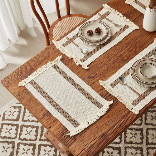 Para Decoración De Mesa Con Borlas Tejidas, Bandera De
