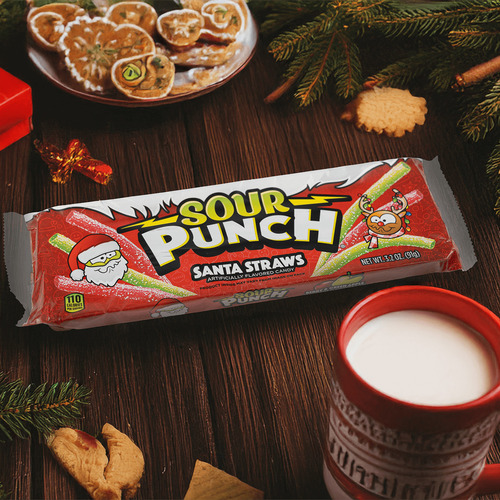 Sour Punch Santa Straws Edicion Navidad 91g Americanos