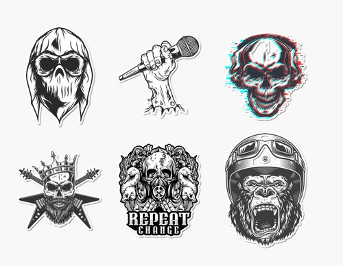 Imagen 2 de 3 de Pack De 20 Stickers Calaveras (p017)